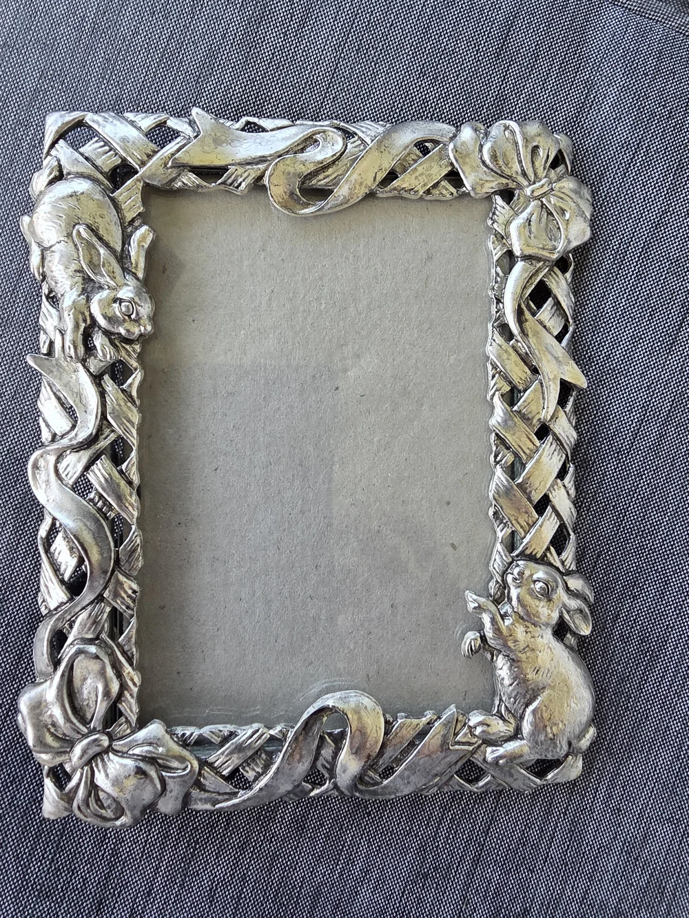 Ornate Pewter Bunny Picture Frame